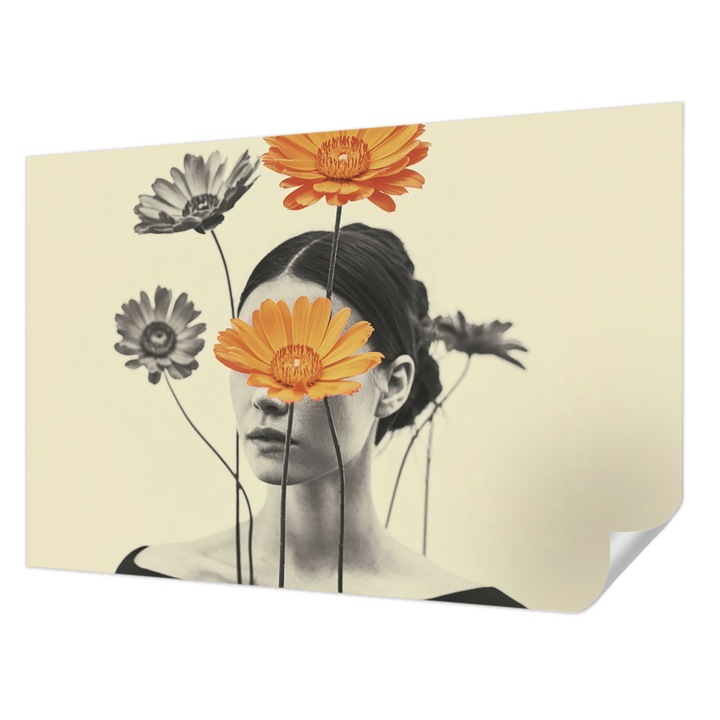 Öntapadós Dekor Tapéta, Wallfluent, Szürrealista vízió, Fehér, 104 x 70 cm, Előszobába, Hálószobába, 010170060170000284715