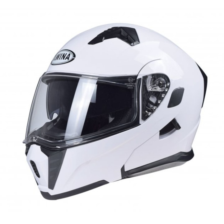 Сгъваема мото каска със слънчеви очила, Awina JK906, бял цвят, размер XL (61-62 см)