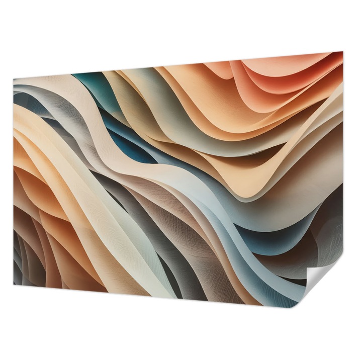 Öntapadós Tapéta Falra, Wallfluent, Hullámos formák, Bézs, 104 x 70 cm, Klasszikus, Könnyen Felszerelhető, 010170060170000284826