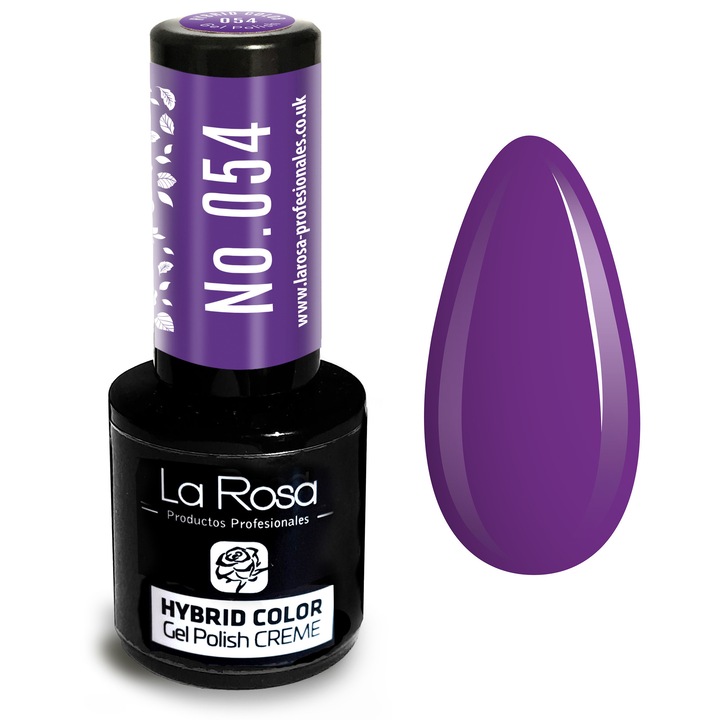 Lac de unghii La Rosa CREME hibrid gel 054 violet, 9 ml, textura cremoasă, rezistență îndelungată