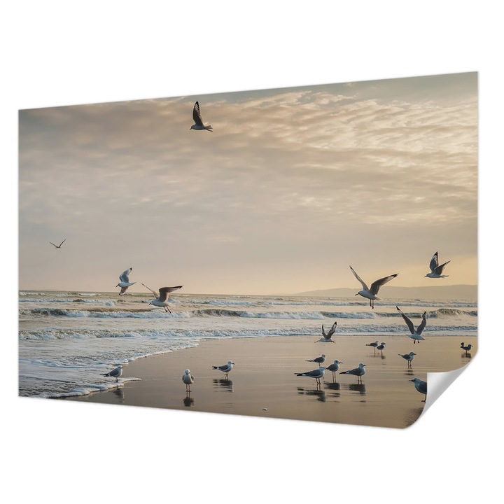 Öntapadós Tapéta Falra, Wallfluent, Tengerparti nyugalom, Fekete, 104 x 70 cm, Nappaliba, Konyhába, 010170060170000285155