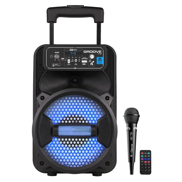 Difuzor portabil Bluetooth Cefa Toys cu microfon, telecomandă, iluminare LED, 100w, 15, 31x9, 41x8, 15cm