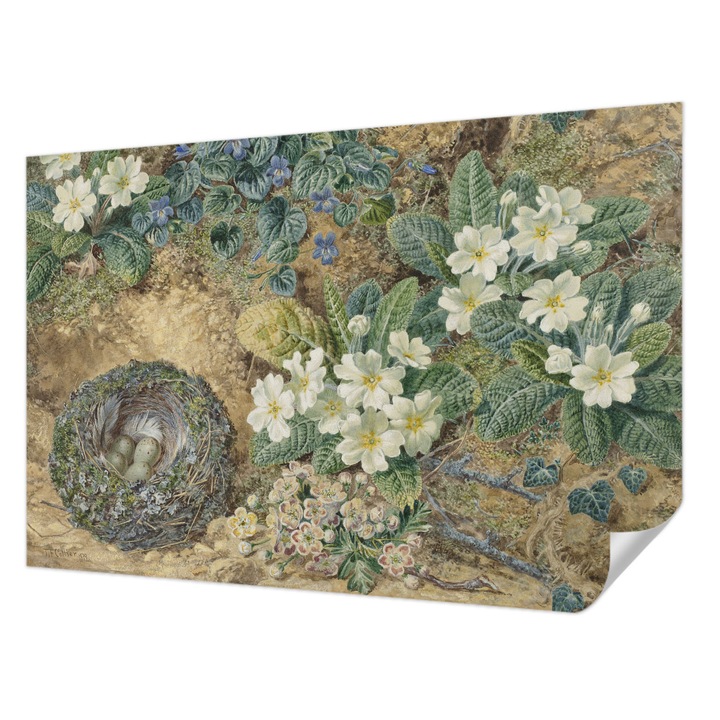 Öntapadós Dekor Tapéta, Wallfluent, Tavaszi kompozíció, Fehér, 104 x 70 cm, Könnyen Tisztítható, Nedvességálló, 010170060170000285665