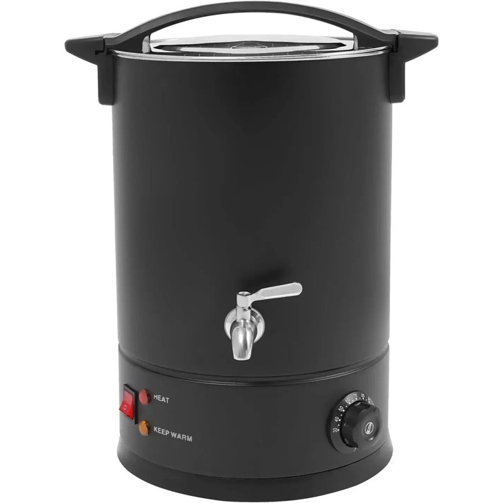 Topitor electric de ceară, 12 l, 1800 W, inox SUS 304, negru, cilindric