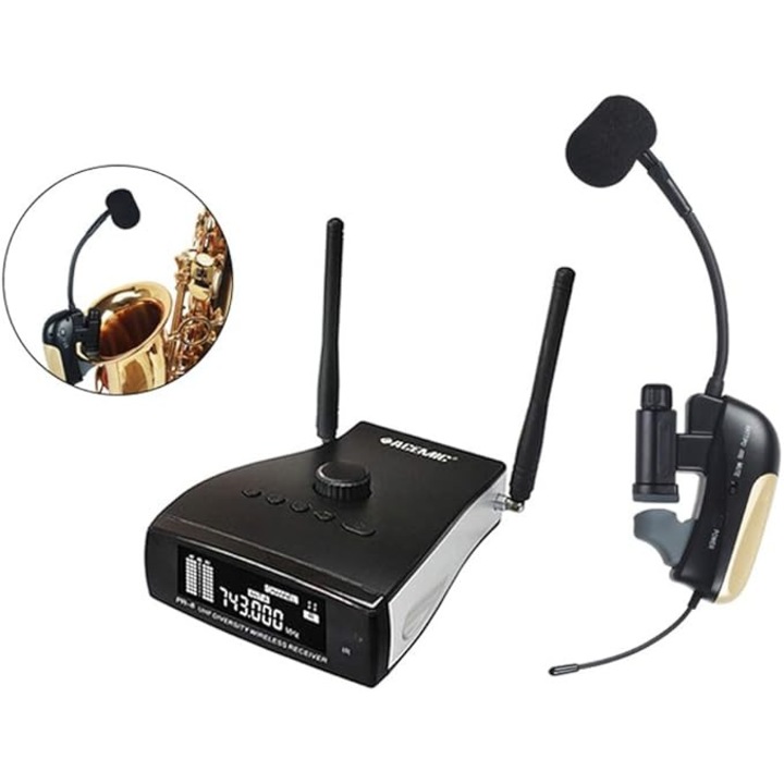Microfon wireless ACEMIC PR/8-ST4, 100 frecvențe, pentru saxofon și trompetă, set complet