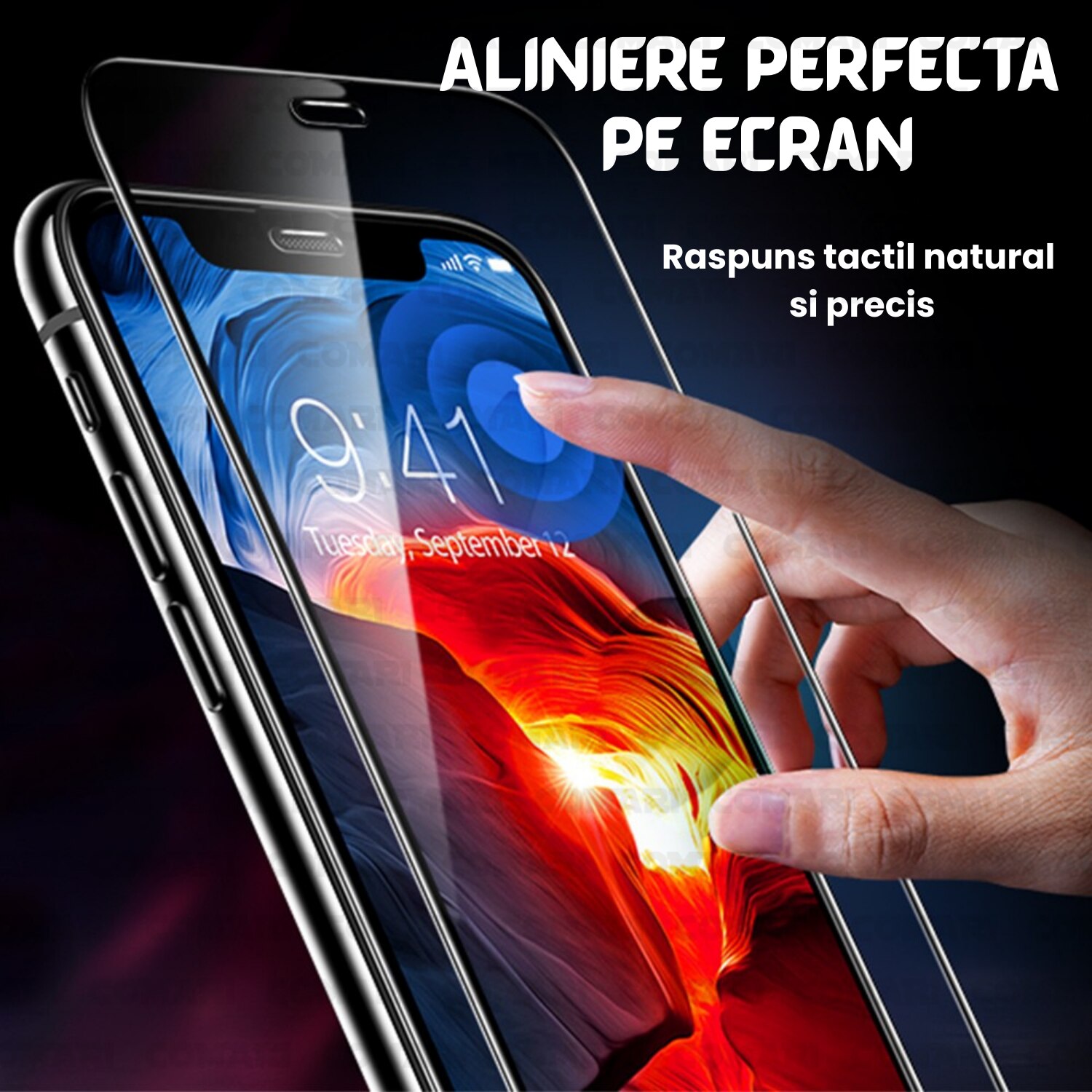 Folie de protectie pentru OnePlus 8T Comari® CrystalCore, sticla securizata 9H, acoperire completa Full Glue, claritate HD, margini negre, transparent