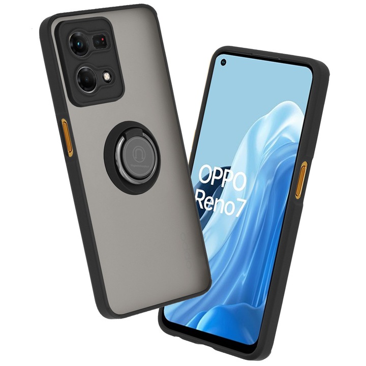 Калъф за Oppo Reno7 4G, от поликарбонат, Stef's Cat, Черен