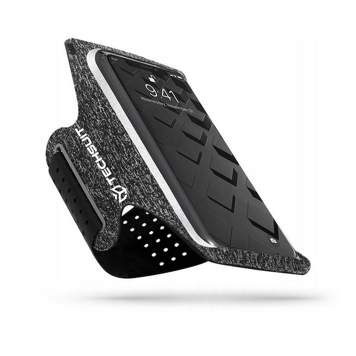 Sports Armband (TH10) - with Velcro, for Phones, max 6.5" - Gray / White
