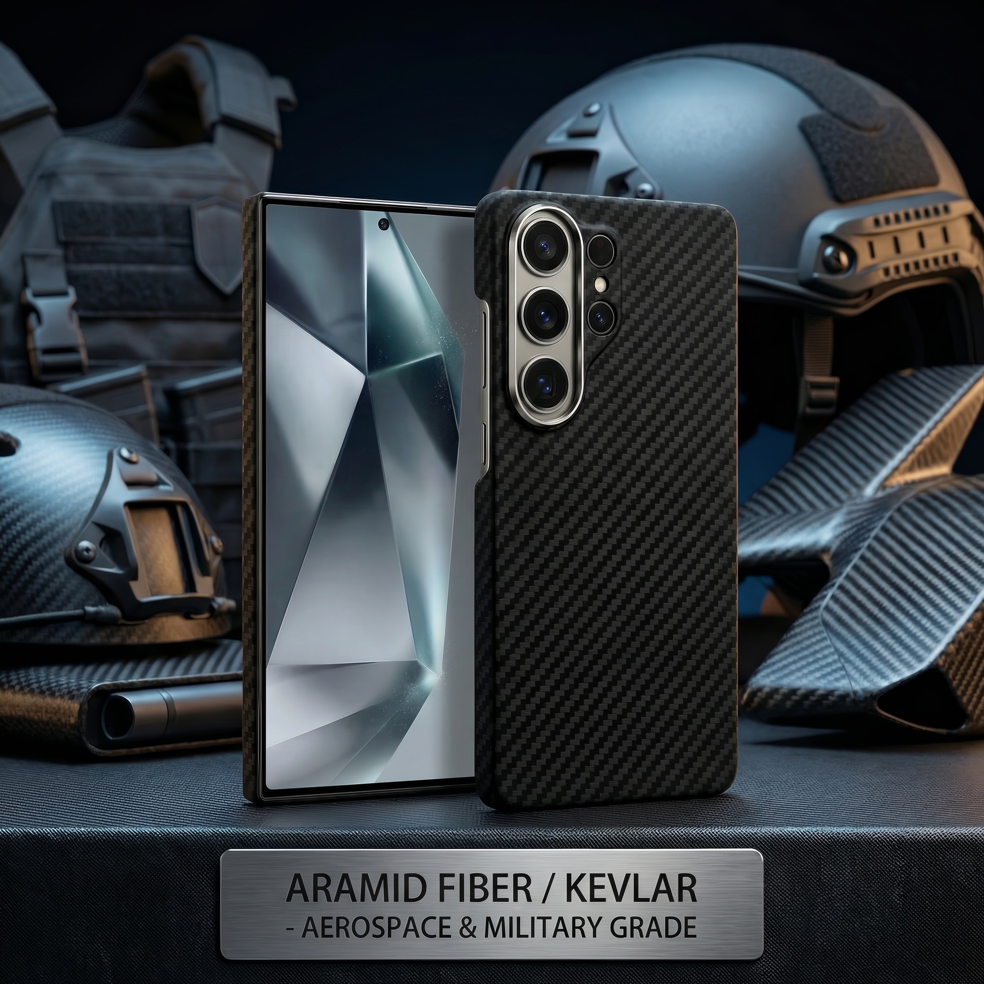 Carcasa DD Daden pentru Samsung Galaxy S26 Ultra, din fibra de aramida, protectie ecran si camera, Negru