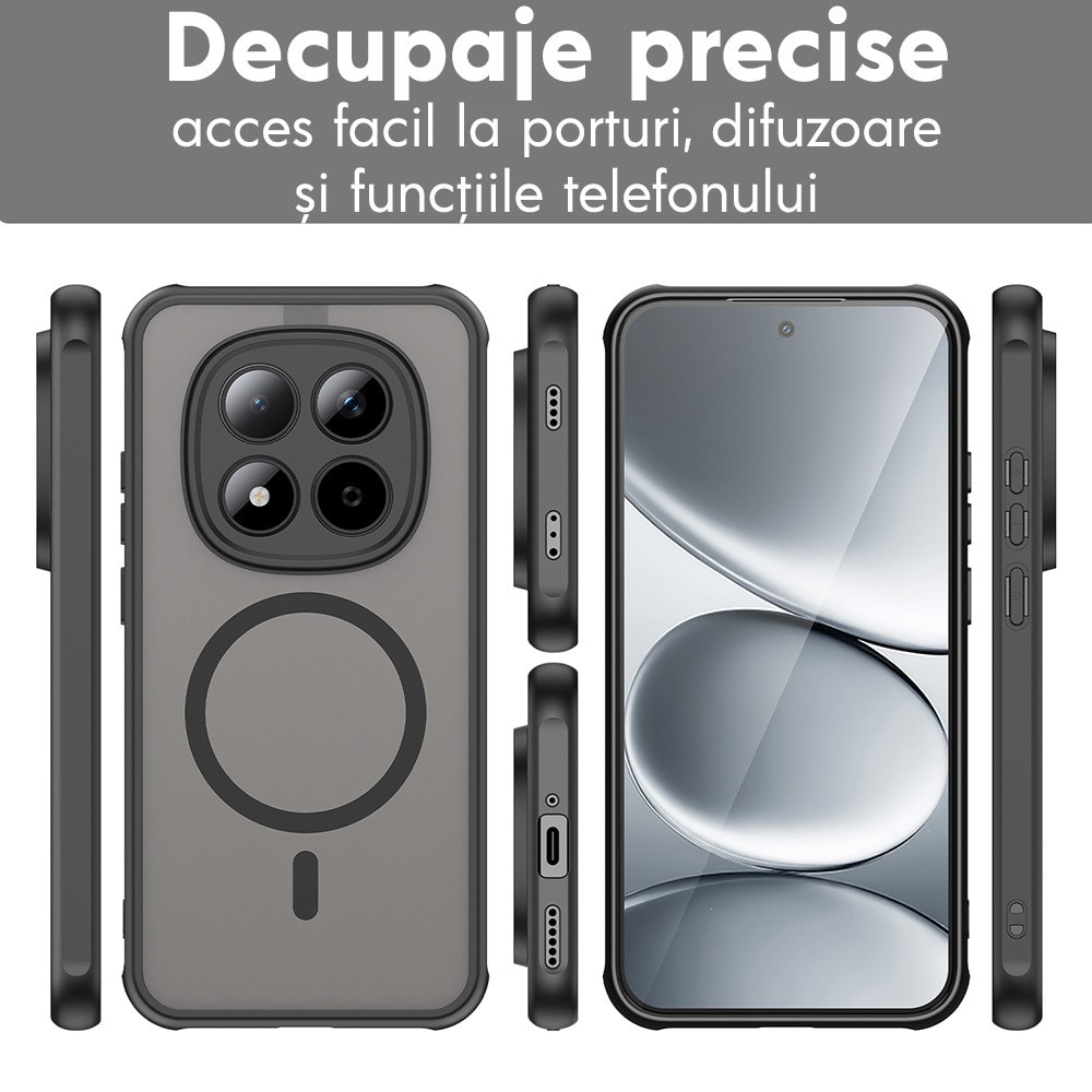 Husa pentru Honor Magic 8 Lite Daden® PureFrost MagSafe, Incarcare wireless, Protectie sporita, Anti-amprenta, Negru fumuriu