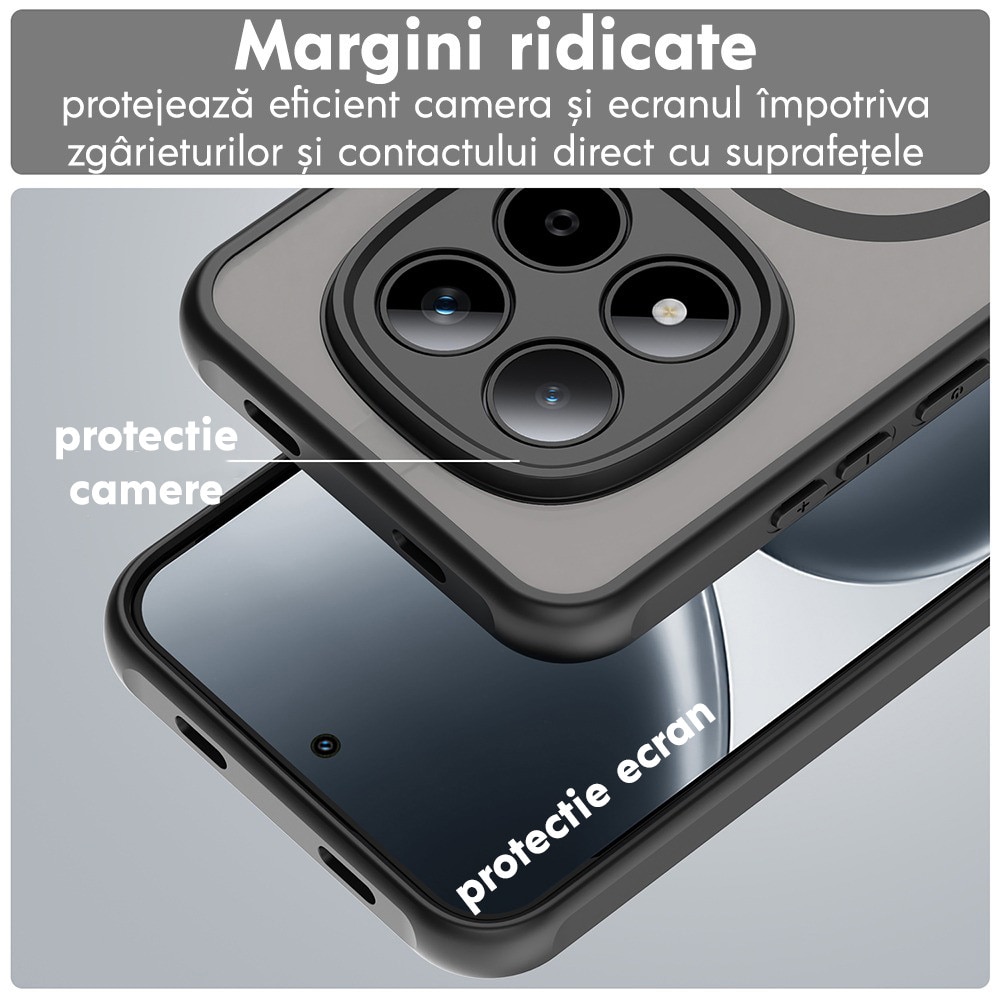 Husa pentru Honor Magic 8 Lite Daden® PureFrost MagSafe, Incarcare wireless, Protectie sporita, Anti-amprenta, Negru fumuriu