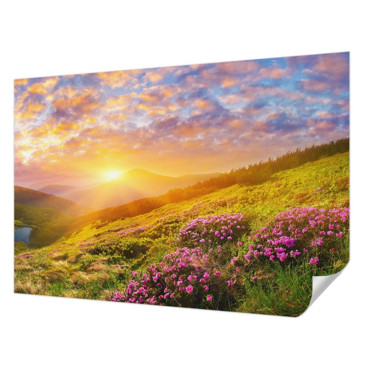 Öntapadós Tapéta Fali Dekoráció, Wallfluent, Hegyi Nyugat, Zöld, 152 x 104 cm, Dekoráció, Falra, 010170060180000007189