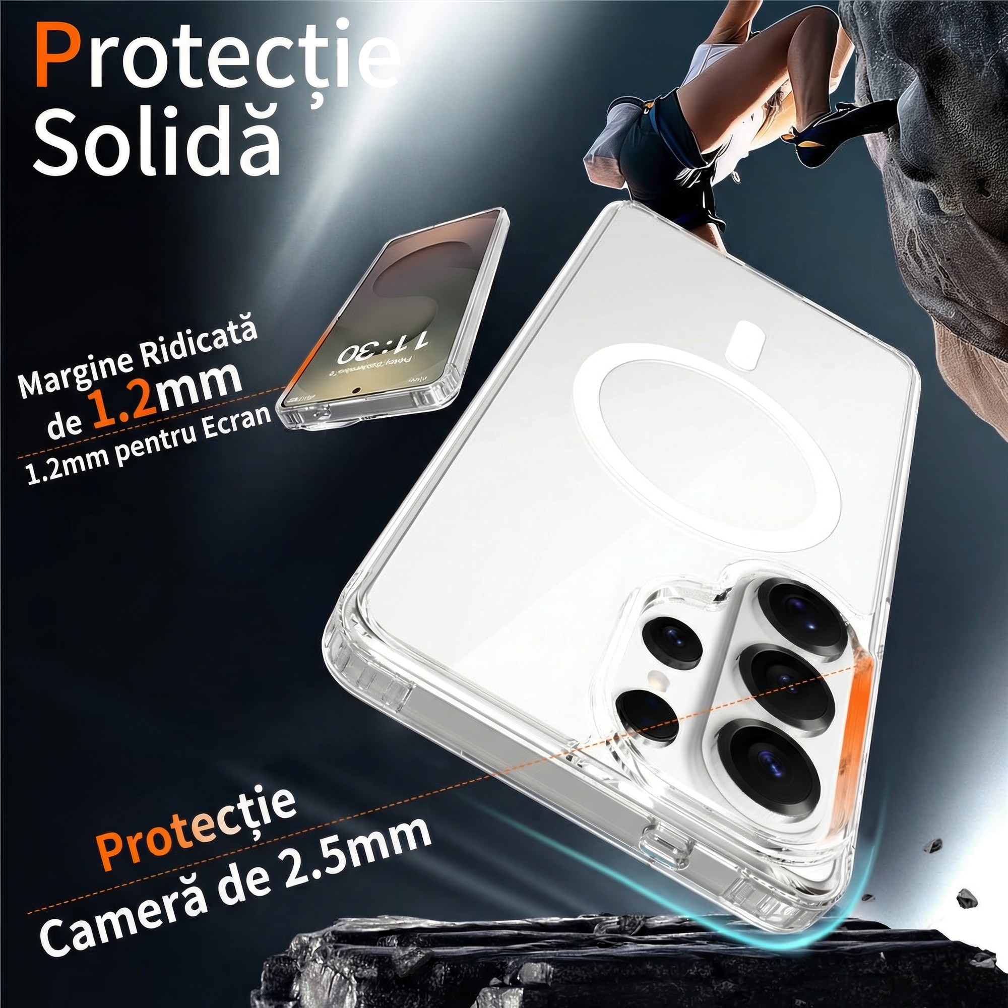 Husă Daden MagSafe pentru Samsung S26 Ultra, Transparent, Antisoc, Dimensiuni: 15x7x0.8cm
