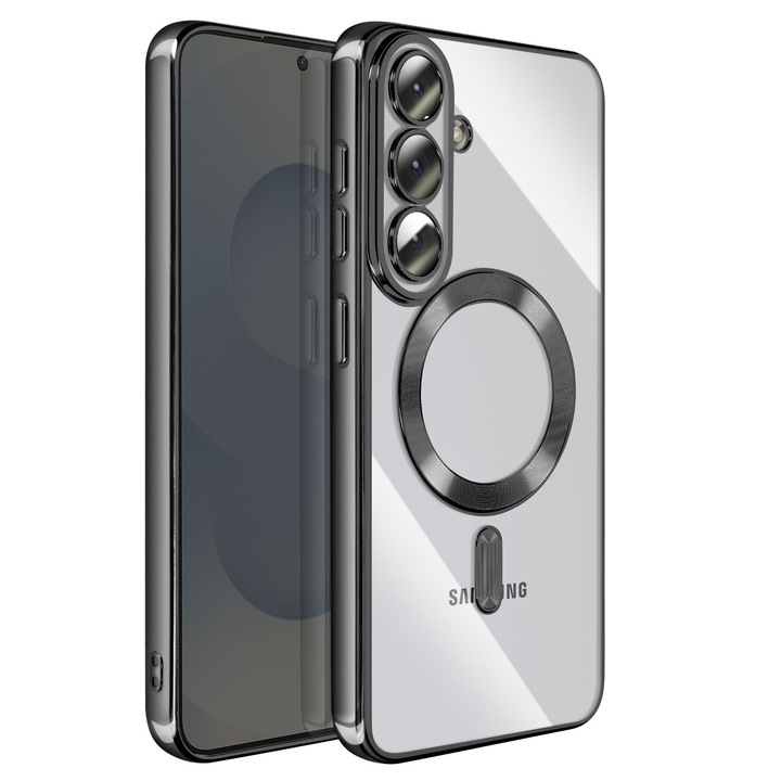 Husă pentru Samsung Galaxy S26 Plus, DaDen MagSafe Luxury, Antisoc, Transparentă cu Margini Negre