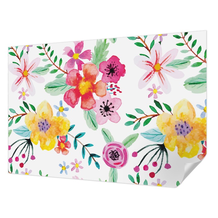 Öntapadós Tapéta Falra, Wallfluent, Virágos frissesség, Fehér, 152 x 104 cm, Dekoráció, Klasszikus, 010170060180000011154