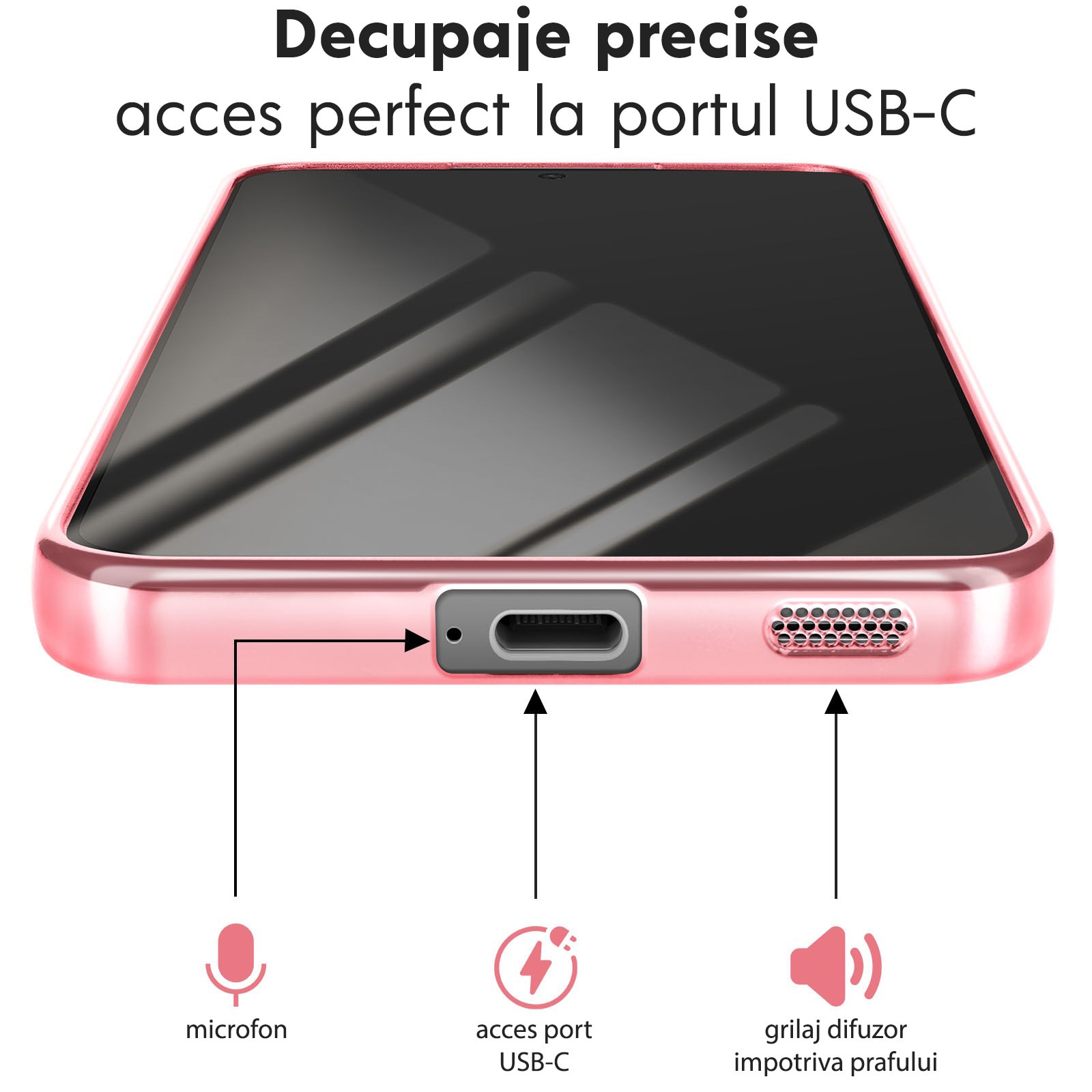 Husă pentru Samsung Galaxy S26, DaDen MagSafe Luxury, Antisoc, Transparentă cu Margini Roz