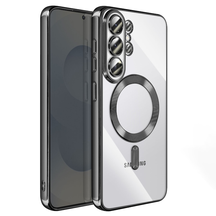 Husa pentru Samsung Galaxy S26 Ultra, DaDen MagSafe Luxury, Antisoc, Transparenta cu Margini Negre