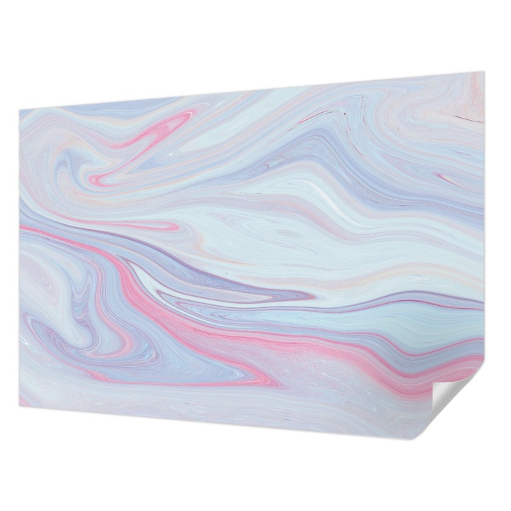 Öntapadós Dekor Tapéta, Wallfluent, Pasztell örvény, Kék, 152 x 104 cm, Előszobába, Hálószobába, 010170060180000019134