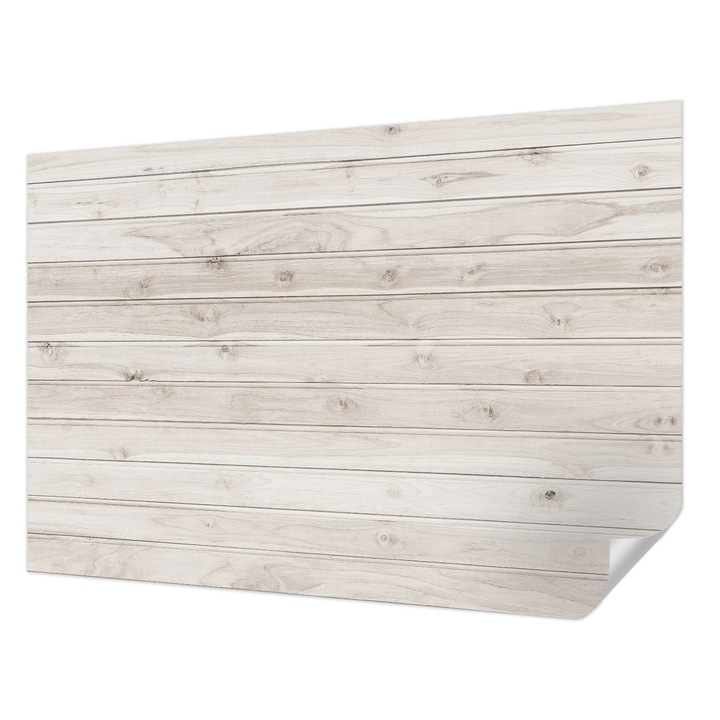 Öntapadós Dekor Tapéta, Wallfluent, Természetes fa, Fehér, 152 x 104 cm, Modern Dizájn, Könnyen Felszerelhető És Tisztítható, 010170060180000030921