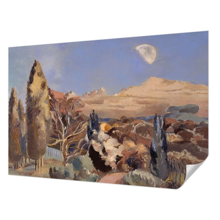 Öntapadós Dekor Tapéta, Wallfluent, Erdő táj, Kék, 152 x 104 cm, Nappaliba, Konyhába, 010170060180000031206