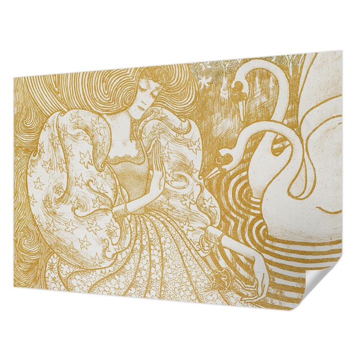 Tapet Textil Autocolant, Wallfluent, Eleganta feminina, Alb, 152 x 104 cm, Pentru Perete, Rezistente La Apa, Umiditate Si Pete, 010170060180000031736