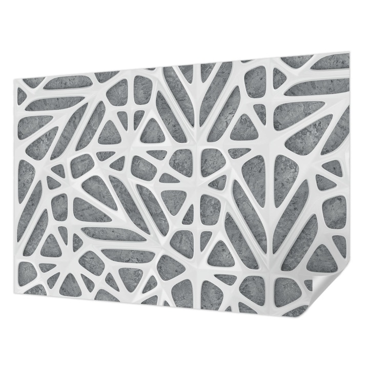 Öntapadós Tapéta Fali Dekoráció, Wallfluent, Geometriai hálózat, Fehér, 152 x 104 cm, Könnyen Tisztítható, Nedvességálló, 010170060180000056564