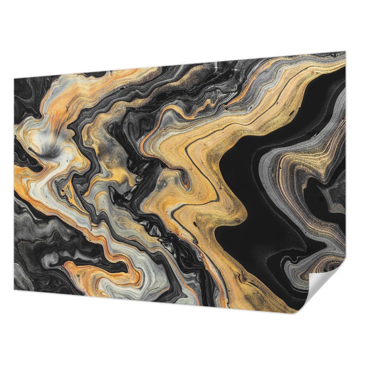 Tapet Textil Autocolant, Wallfluent, Caleidoscopul liniilor, Negru, 152 x 104 cm, Detasabil, Lavabil, 010170060180000077316