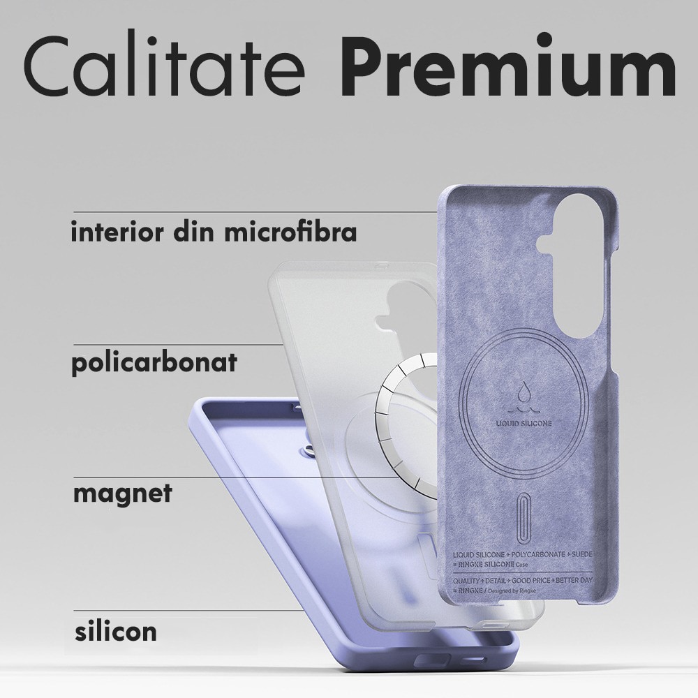 Husă Ringke Silicon MagSafe, Antisoc, Mov deschis pentru Samsung Galaxy S26
