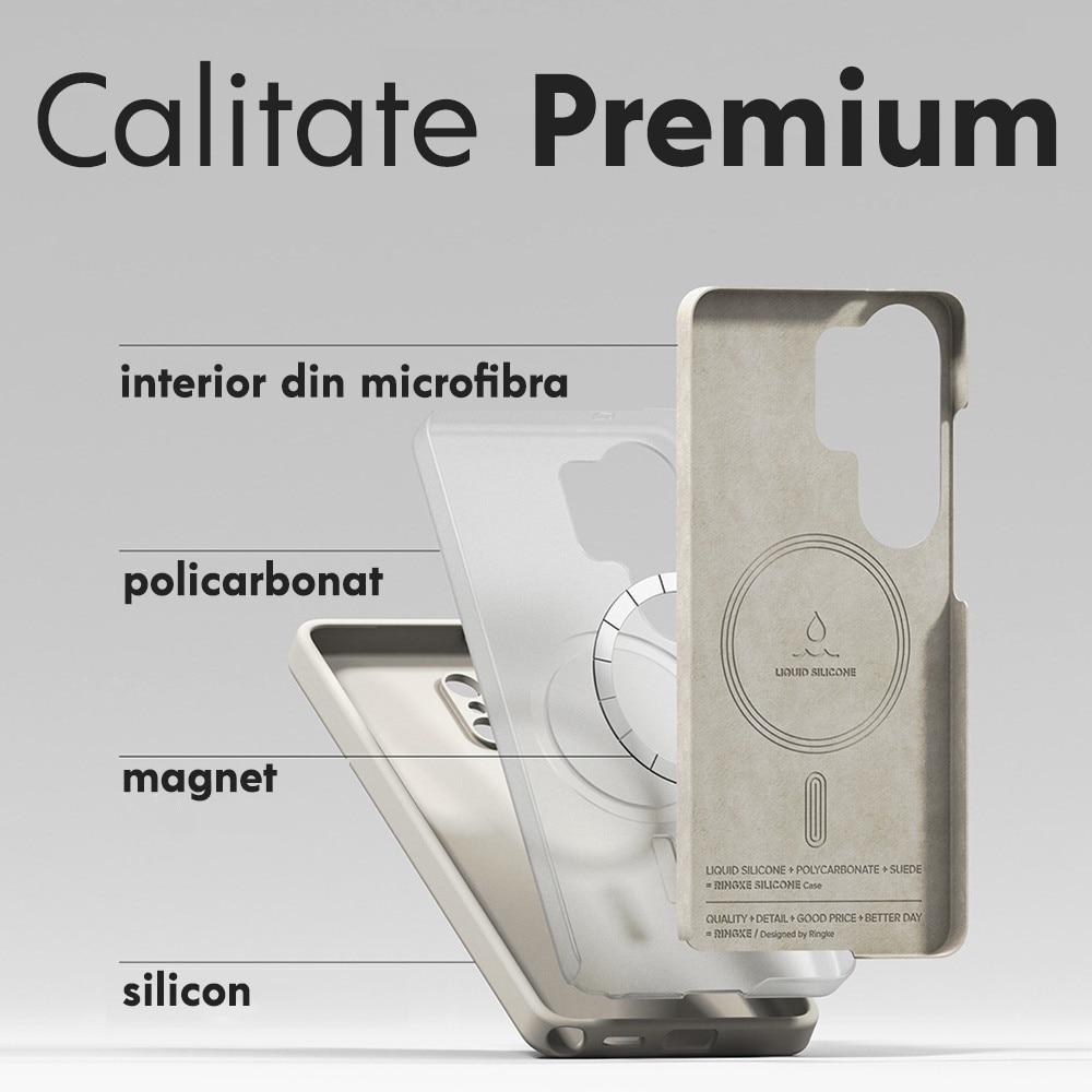 Husă Ringke pentru Samsung Galaxy S26 Ultra, Silicon MagSafe, Antisoc, Gri Stone