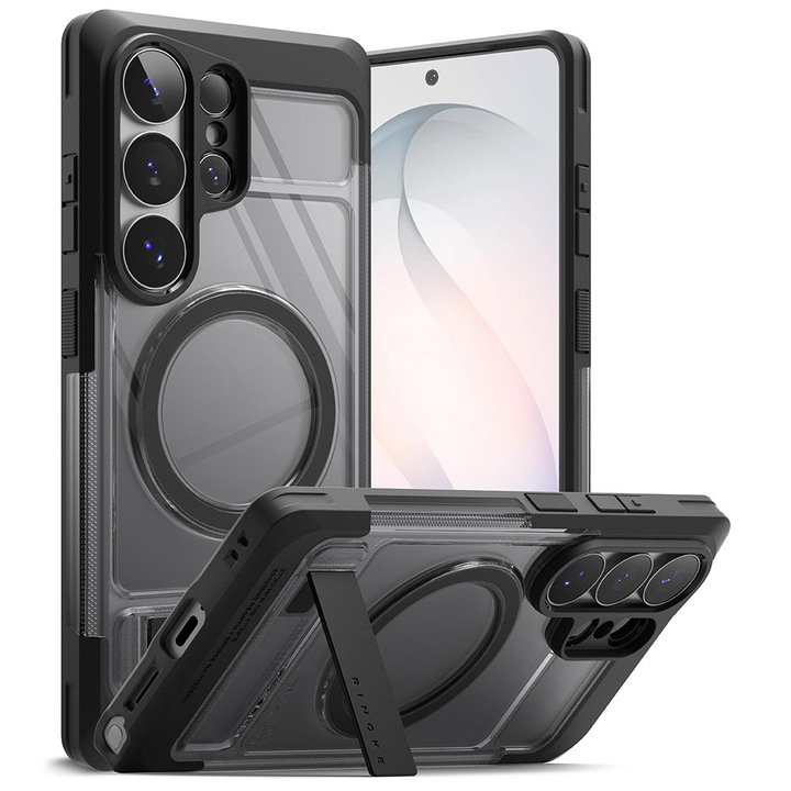 Калъф Ringke UX Magnetic за Samsung Galaxy S26 Ultra, противоударен, вградена стойка, опушен