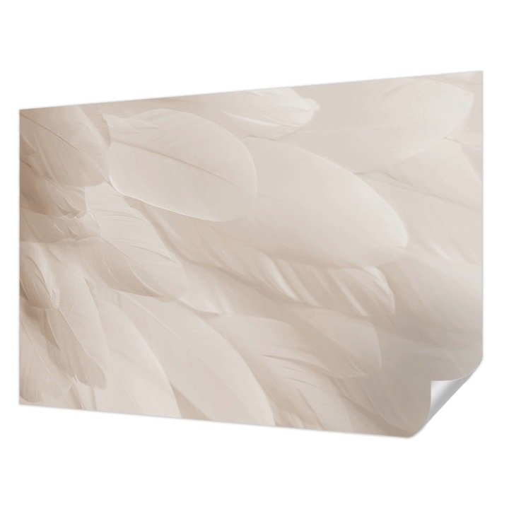 Tapet Textil Autocolant, Wallfluent, Pene eterice, Alb, 152 x 104 cm, Detasabil, Lavabil, 010170060180000282654