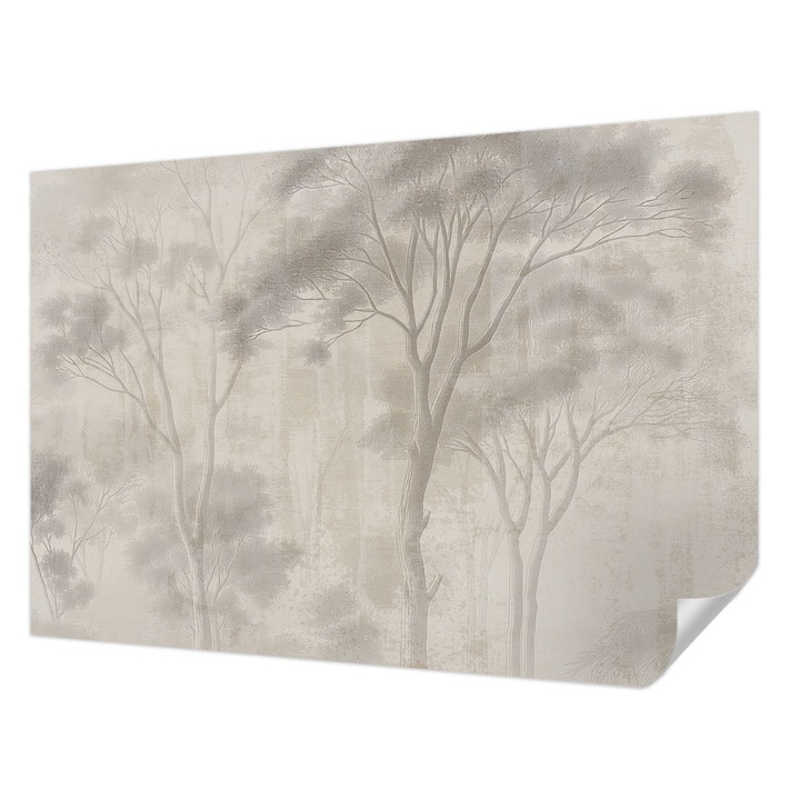 Tapet Textil Autocolant, Wallfluent, Armonie eleganta, Alb, 152 x 104 cm, Pentru Sufragerie, Dormitor, 010170060180000282751