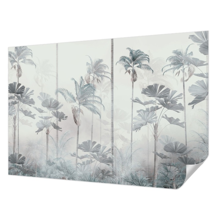 Öntapadós Tapéta Fali Dekoráció, Wallfluent, Trópusi táj, Fehér, 152 x 104 cm, Klasszikus, Könnyen Felszerelhető, 010170060180000282777