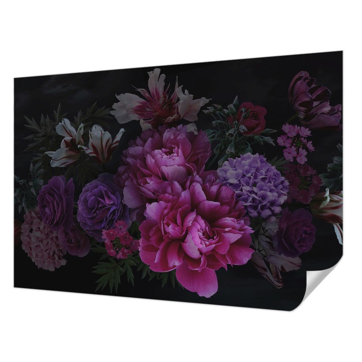 Öntapadós Tapéta Falra, Wallfluent, Virágos elegancia, Rózsaszín, 152 x 104 cm, Modern Dizájn, Könnyen Felszerelhető És Tisztítható, 010170060180000282783