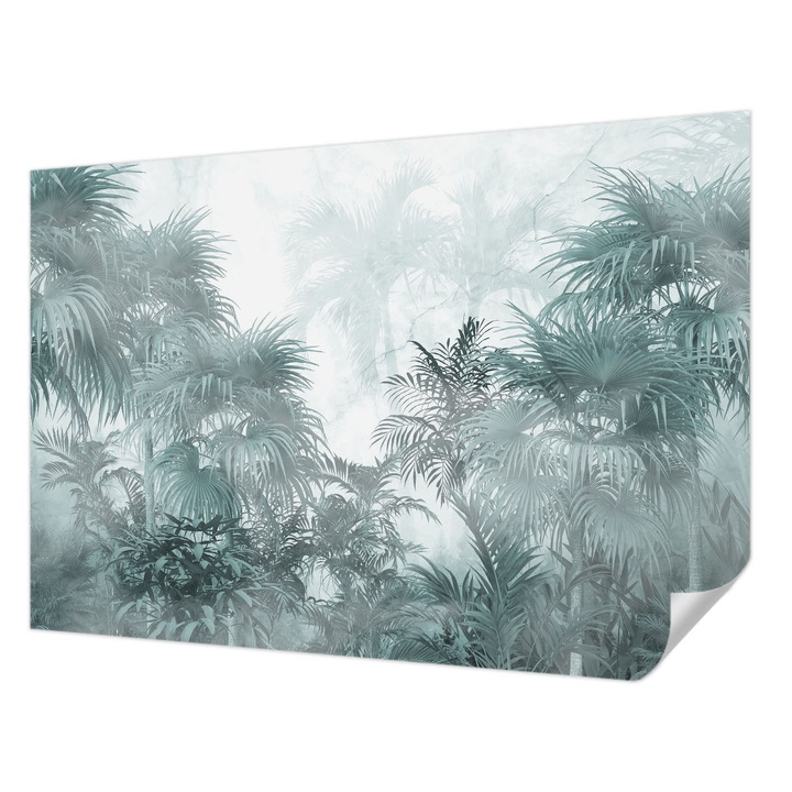 Öntapadós Tapéta Fali Dekoráció, Wallfluent, Egzotikus zöld, Kék, 152 x 104 cm, Dekoráció, Falra, 010170060180000282778