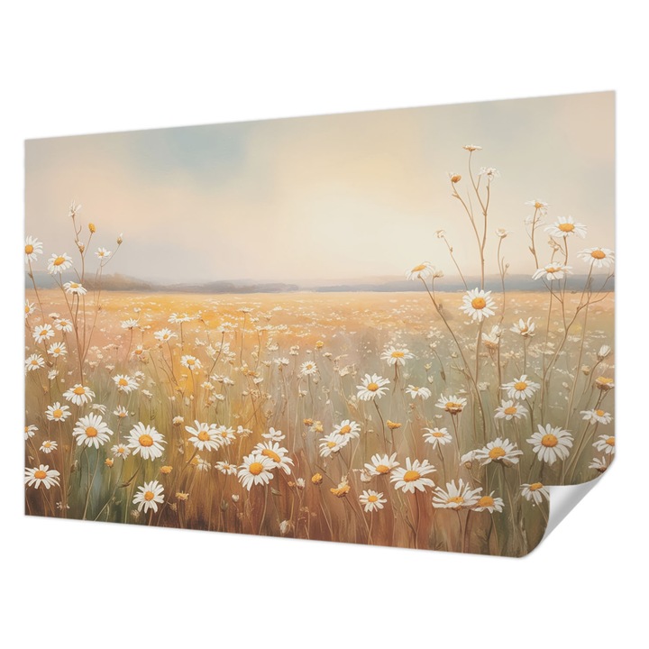 Öntapadós Tapéta Fali Dekoráció, Wallfluent, Virágos rét, Fehér, 152 x 104 cm, Modern Dizájn, Nedvesség- És Foltálló, 010170060180000284717