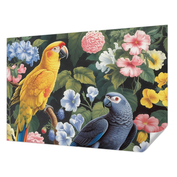 Fali Fotótapéta Autocolant, Wallfluent, Pasari exotice, Galben, 152 x 104 cm, Detasabil, Lavabil, 010170060180000284721