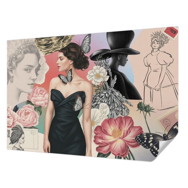 Öntapadós Fotótapéta Falra, Wallfluent, Virágok és portrék, Rózsaszín, 152 x 104 cm, Dekoráció, Erős Ragasztó, 010170060180000284736