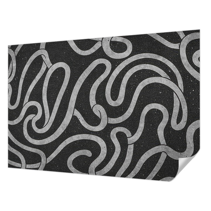 Öntapadós Dekor Tapéta, Wallfluent, Csavart formák, Fekete, 152 x 104 cm, Előszobába, Hálószobába, 010170060180000284749