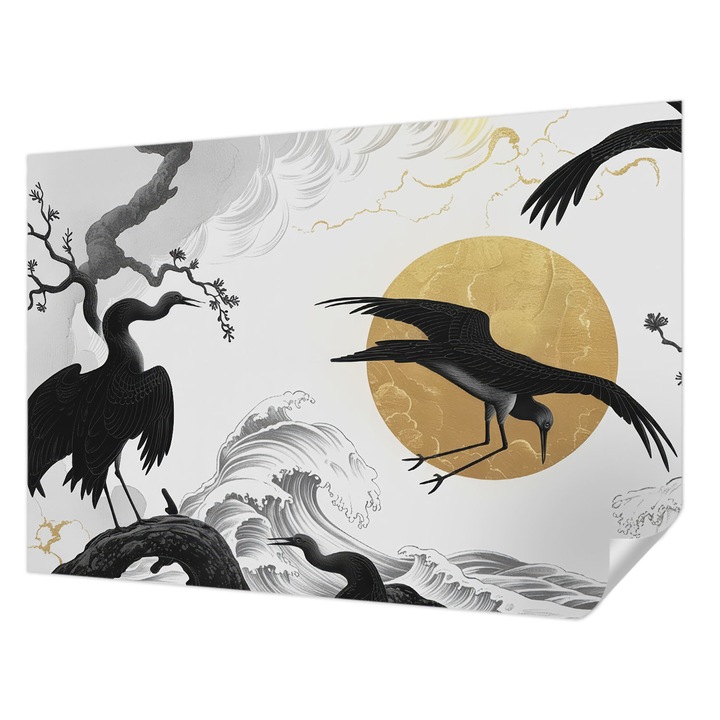 Tapet Textil Autocolant, Wallfluent, Macarale negre, Multicolor, 152 x 104 cm, Detasabil, Lavabil, 010170060180000284746