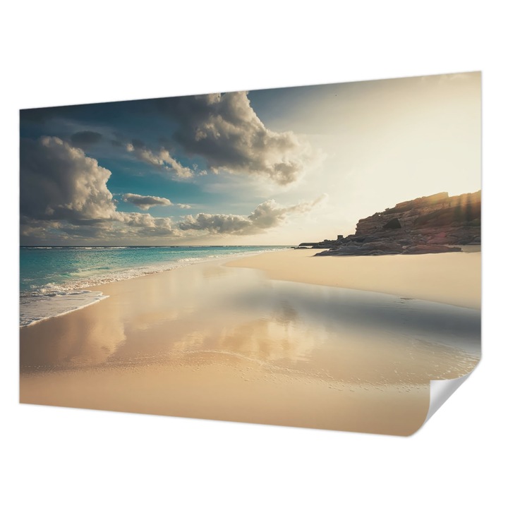 Öntapadós Tapéta Fali Dekoráció, Wallfluent, Napospart, Kék, 152 x 104 cm, Modern Dizájn, Könnyen Felszerelhető És Tisztítható, 010170060180000284751