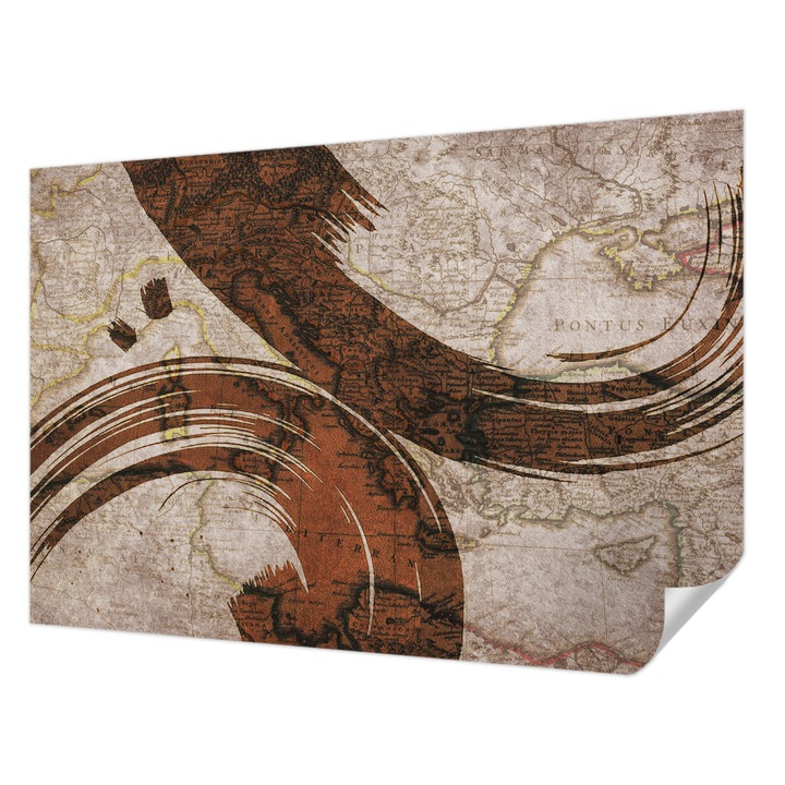 Öntapadós Fotótapéta Falra, Wallfluent, Művészeti térkép, Bézs, 152 x 104 cm, Fali Dekoráció, Nedvesség- És Foltálló, 010170060180000284768