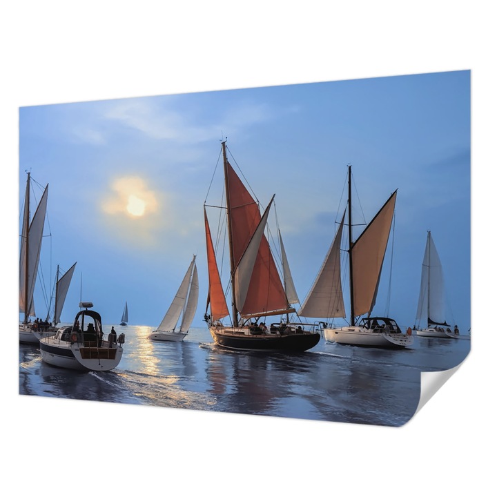 Tapet Textil Autocolant, Wallfluent, Aventura pe mare, Albastru, 152 x 104 cm, Pentru Perete, Rezistente La Apa, Umiditate Si Pete, 010170060180000284785