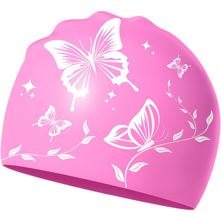 Casca de inot unisex, silicon, roz, protectie urechi, marime universala