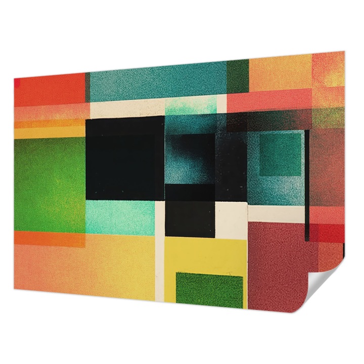 Öntapadós Fotótapéta Falra, Wallfluent, Geometriai absztrakció, Zöld, 152 x 104 cm, Dekoráció, Erős Ragasztó, 010170060180000284801