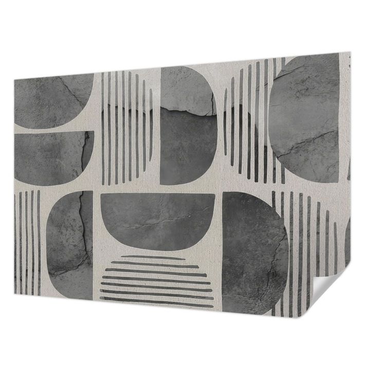 Öntapadós Tapéta Falra, Wallfluent, Geometriai alakzatok, Szürke, 152 x 104 cm, Előszobába, Hálószobába, 010170060180000284861