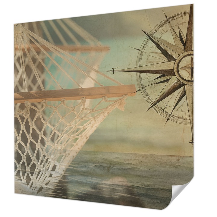 Öntapadós Tapéta Fali Dekoráció, Wallfluent, Tengeri kikapcsolódás, Bézs, 250 x 250 cm, Klasszikus, Könnyen Felszerelhető, 010170060030000285006