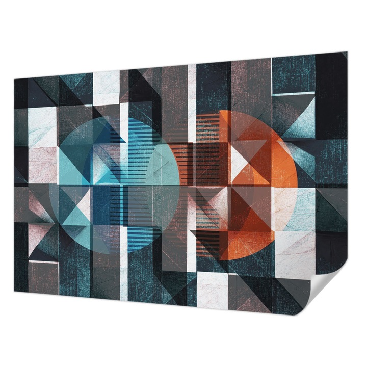 Öntapadós Dekor Tapéta, Wallfluent, Absztrakt formák, Kék, 152 x 104 cm, Nappaliba, Konyhába, 010170060180000284876