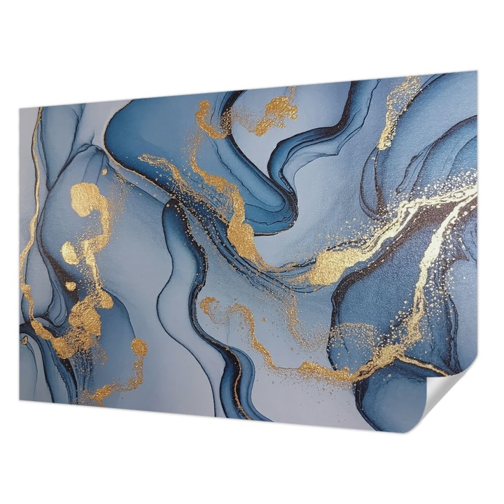 Öntapadós Dekor Tapéta, Wallfluent, Kék hullámok, Kék, 152 x 104 cm, Dekoráció, Falra, 010170060180000284877