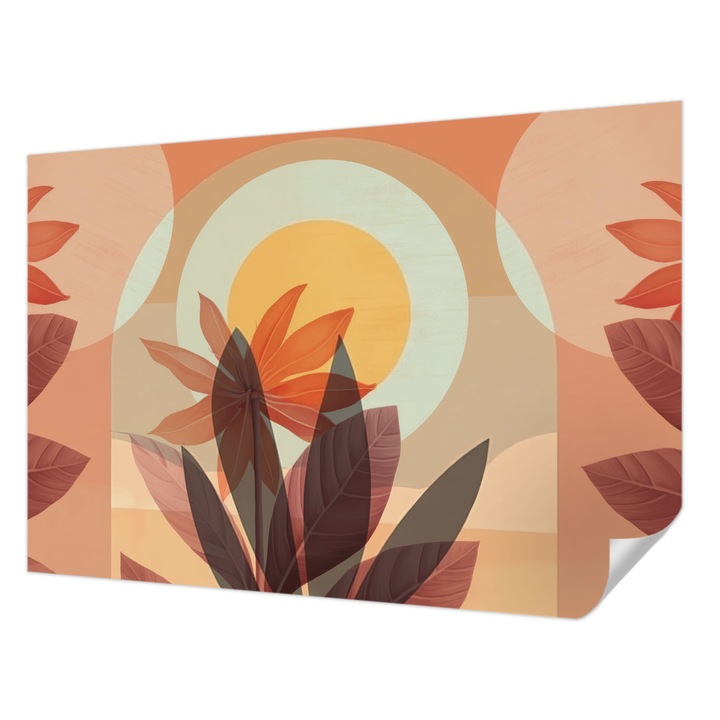 Öntapadós Fotótapéta Falra, Wallfluent, Virágos absztrakció, Narancssárga, 152 x 104 cm, Előszobába, Hálószobába, 010170060180000284928